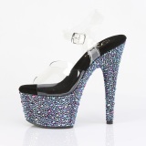 Sort 18 cm BEJEWELED-708MS poledance h�je h�le sko med strass plateau