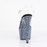 Sort 18 cm BEJEWELED-708MS poledance h�je h�le sko med strass plateau