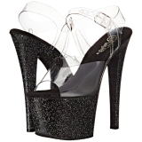 Sort 18 cm Pleaser SKY-308MG glitter plateau high heels sko