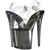 Sort 20 cm FLAMINGO-808SRS H�jh�lede Sandaler Strass Plateau