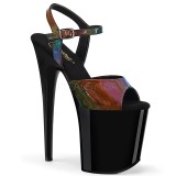 Sort 20 cm FLAMINGO-809RBDT Hologram plateau high heels sko