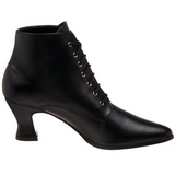 Sort 7 cm VICTORIAN-35 Dame Ankel St�vler med Sn�reb�nd