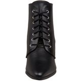 Sort 7 cm VICTORIAN-35 Dame Ankel St�vler med Sn�reb�nd
