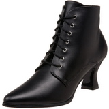 Sort 7 cm VICTORIAN-35 Dame Ankel St�vler med Sn�reb�nd