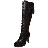 Sort 9,5 cm GLAM-240 lolita støvler til damer med høj hæl