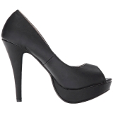 Sort Kunstl�der 13,5 cm CHLOE-01 store st�rrelser pumps sko
