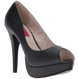 Sort Kunstl�der 13,5 cm CHLOE-01 store st�rrelser pumps sko
