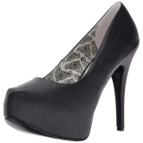 Sort Kunstl�der 14,5 cm Burlesque TEEZE-06W pumps brede f�dder til m�nd