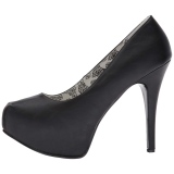 Sort Kunstl�der 14,5 cm Burlesque TEEZE-06W pumps brede f�dder til m�nd