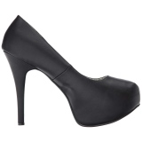 Sort Kunstl�der 14,5 cm Burlesque TEEZE-06W pumps brede f�dder til m�nd