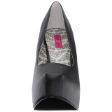 Sort Kunstl�der 14,5 cm Burlesque TEEZE-06W pumps brede f�dder til m�nd