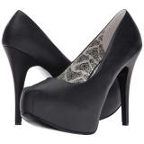 Sort Kunstl�der 14,5 cm Burlesque TEEZE-06W pumps brede f�dder til m�nd