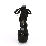 Sort Kunstlæder 15 cm DELIGHT-679 høje hæle med ankel snørebånd