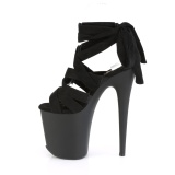Sort Kunstl�der 20 cm FLAMINGO-876 h�je h�le med ankel sn�reb�nd