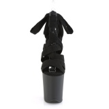 Sort Kunstl�der 20 cm FLAMINGO-876 h�je h�le med ankel sn�reb�nd