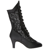 Sort Kunstl�der 7,5 cm DIVINE-1050 store st�rrelser ankelst�vler dame