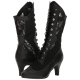 Sort Kunstl�der 7,5 cm DIVINE-1050 store st�rrelser ankelst�vler dame