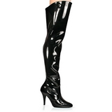Sort Lak 10,5 cm VANITY-3010 overknee st�vler med h�l til M�nd