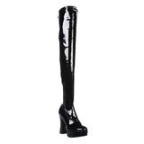 Sort Lak 13 cm ELECTRA-3000Z overknee st�vler med h�l til M�nd