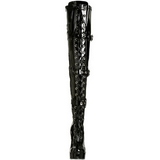 Sort Lak 13 cm ELECTRA-3028 overknee st�vler med h�l til M�nd