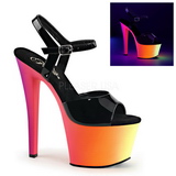 Sort Lak 18 cm RAINBOW-309UV H�jh�lede Sandaler Neon Plateau