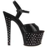 Sort Lak 18 cm STARDUST-709 H�jh�lede Sandaler Strass Plateau