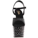 Sort Lak 18 cm STARDUST-709 H�jh�lede Sandaler Strass Plateau