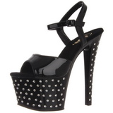 Sort Lak 18 cm STARDUST-709 H�jh�lede Sandaler Strass Plateau