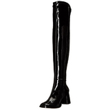 Sort Lak 8 cm GOGO-3000 overknee st�vler med h�l til M�nd