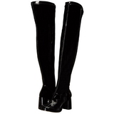 Sort Lak 8 cm GOGO-3000 overknee st�vler med h�l til M�nd