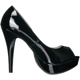 Sort Lakl�der 13,5 cm CHLOE-01 store st�rrelser pumps sko