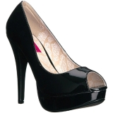 Sort Lakl�der 13,5 cm CHLOE-01 store st�rrelser pumps sko