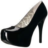Sort Lakl�der 14,5 cm Burlesque TEEZE-06W pumps brede f�dder til m�nd