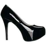 Sort Lakl�der 14,5 cm Burlesque TEEZE-06W pumps brede f�dder til m�nd
