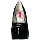 Sort Lakl�der 14,5 cm Burlesque TEEZE-06W pumps brede f�dder til m�nd