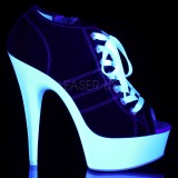 Sort Neon 15 cm DELIGHT-600SK-01 canvas sneakers med høje hæle