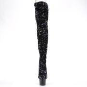 Sort Pailletter 20 cm ADORE-3020 h�jh�lede overknee st�vler - pole dance st�vler