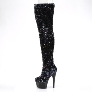 Sort Pailletter 20 cm ADORE-3020 h�jh�lede overknee st�vler - pole dance st�vler