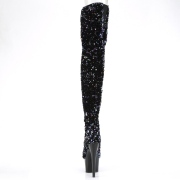 Sort Pailletter 20 cm ADORE-3020 h�jh�lede overknee st�vler - pole dance st�vler