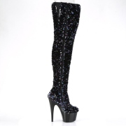 Sort Pailletter 20 cm ADORE-3020 h�jh�lede overknee st�vler - pole dance st�vler
