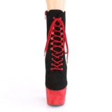 Sort Rød 18 cm ADORE-1020FSTT højhælede ankelstøvler - pole dance støvletter