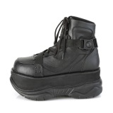 Sort Vegan 7,5 cm NEPTUNE-181 demoniacult ankelst�vler - unisex cyberpunk ankelst�vler