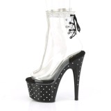 Sort gennemsigtig 18 cm STARDUST-1018C-2RS h�jh�lede ankelst�vler - pole danseskoene