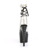 Sort gennemsigtig 18 cm STARDUST-1018C-2RS h�jh�lede ankelst�vler - pole danseskoene