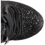 Sort glitter 18 cm ADORE-1020G ankelstøvler damer med plateausål