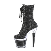 Sort glitter 20 cm SPECTATOR-1040G h�jh�lede ankelst�vler - pole dance st�vletter