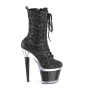 Sort glitter 20 cm SPECTATOR-1040G h�jh�lede ankelst�vler - pole dance st�vletter