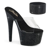 Sort strass 18 cm BEJEWELED-712RS pleaser h�je h�le med ankelmanchet