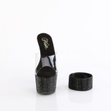 Sort strass 18 cm BEJEWELED-712RS pleaser h�je h�le med ankelmanchet