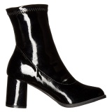 Sorte Lakl�der 7,5 cm GOGO-150 stretch ankelst�vler med blokh�l til kvinder